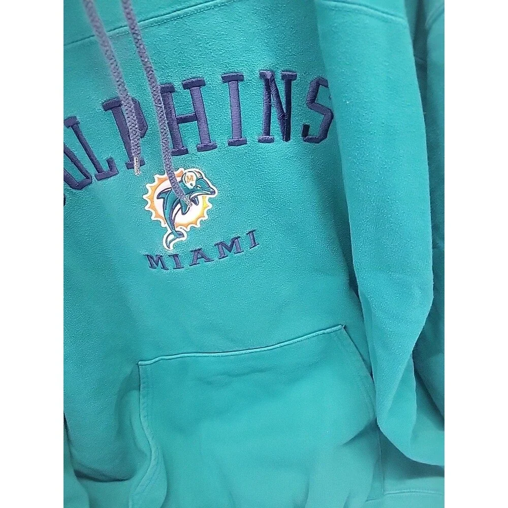Vintage Miami Dolphins Hoodie Sweatshirt Green  XXL‎ 90s Y2K NFL